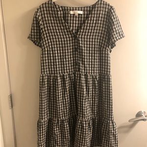 Loft button front checkered dress size M